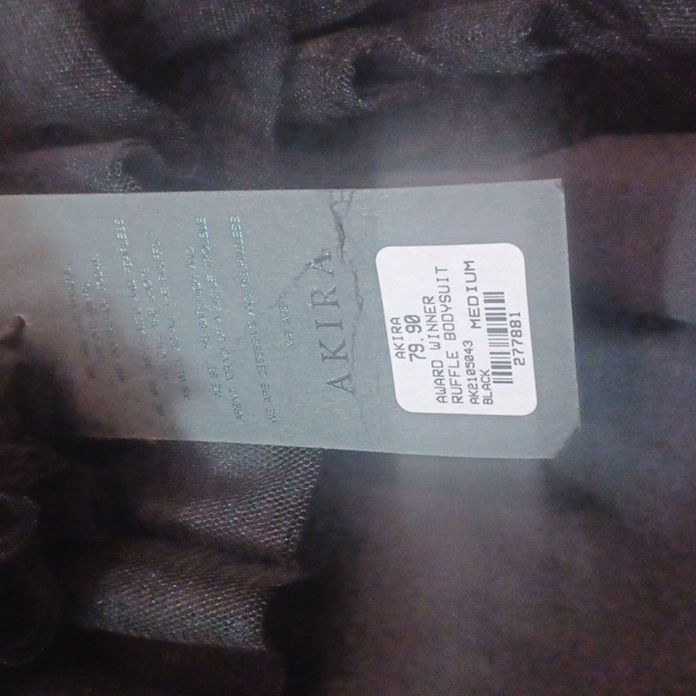AKIRA Black "AWARD WINNER" Bardot Layers Mesh Ruffles Bodysuit M. - Picture 6 of 8